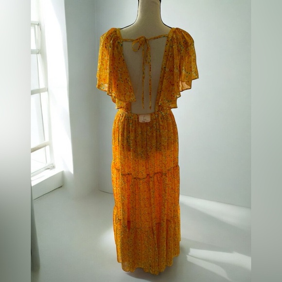 Buddy Love  Flutter Sleeve Yellow Spring Resort Maxi Dress -  Small NWT - Picture 5 of 6